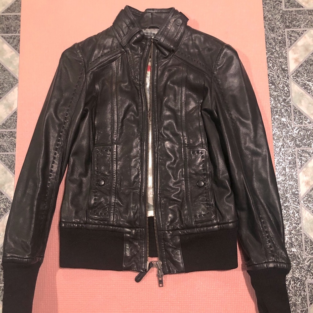 Mackage Black Leather Zip-Front Women's Jacket